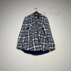 VTG Wilderness Flannel Sweater Button Up 90s Men M Plaid Black White Red Gorp
